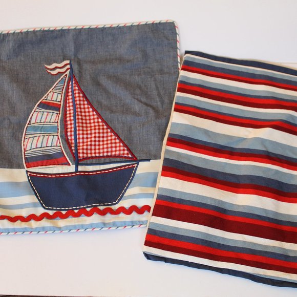 Pier 1 Accents Pier Farmhouse Sailboat Nautical Throw Pillow Covers